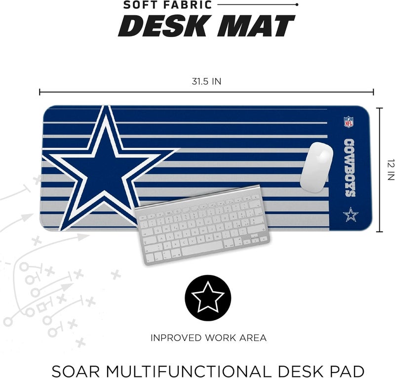 SOAR NFL Unisex Multifunctional Desk Mat for Desktop, (31.5"x12") - Ultra Soft Fabric with Non-Slip Rubber Backer - Water Resistant & Durable Nylon Stitching - Officially Licensed NFL, Desk Pad - Image 5